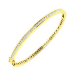 Natural Diamond Channel Set Half Eternity Bangle in 18K Yellow Gold with Hinged Lock