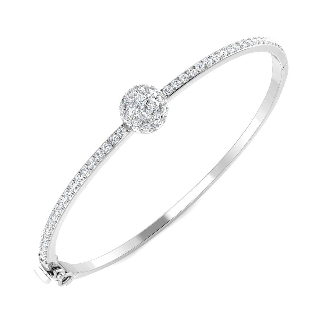 Bracelet de tennis de luxe en or et platine, serti de diamants ronds.