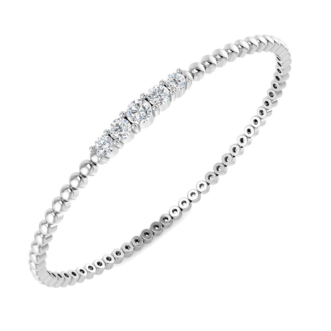 Clover Diamant-Kettenarmband mit Lünetten- und Pavé-Fassung aus Naturdiamanten in Platin