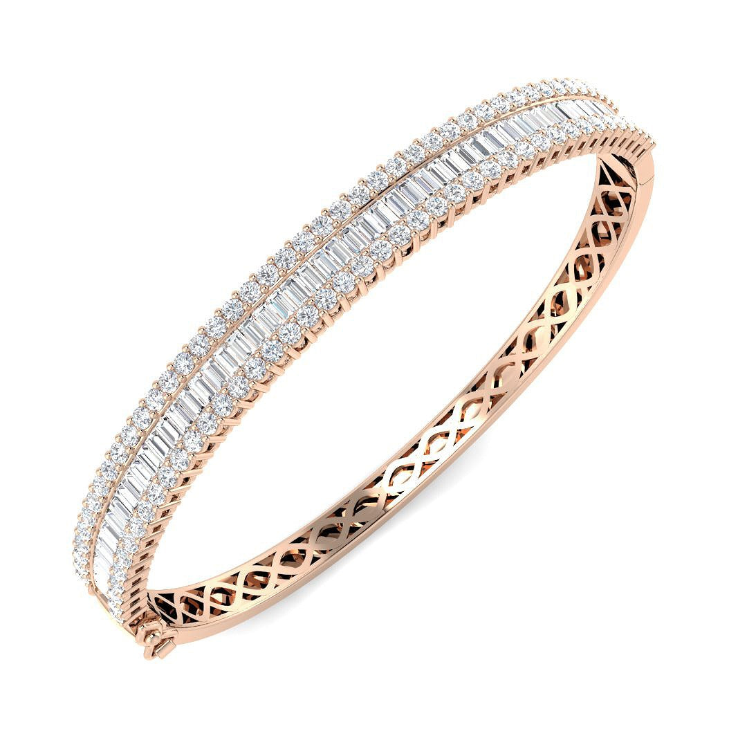 Clover Diamant-Kettenarmband mit Lünetten- und Pavé-Fassung aus Naturdiamanten in Platin