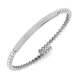Round Cut Lab Grown Diamond Pave Set Fancy Bangle in Platinum with Hinged Box Lock