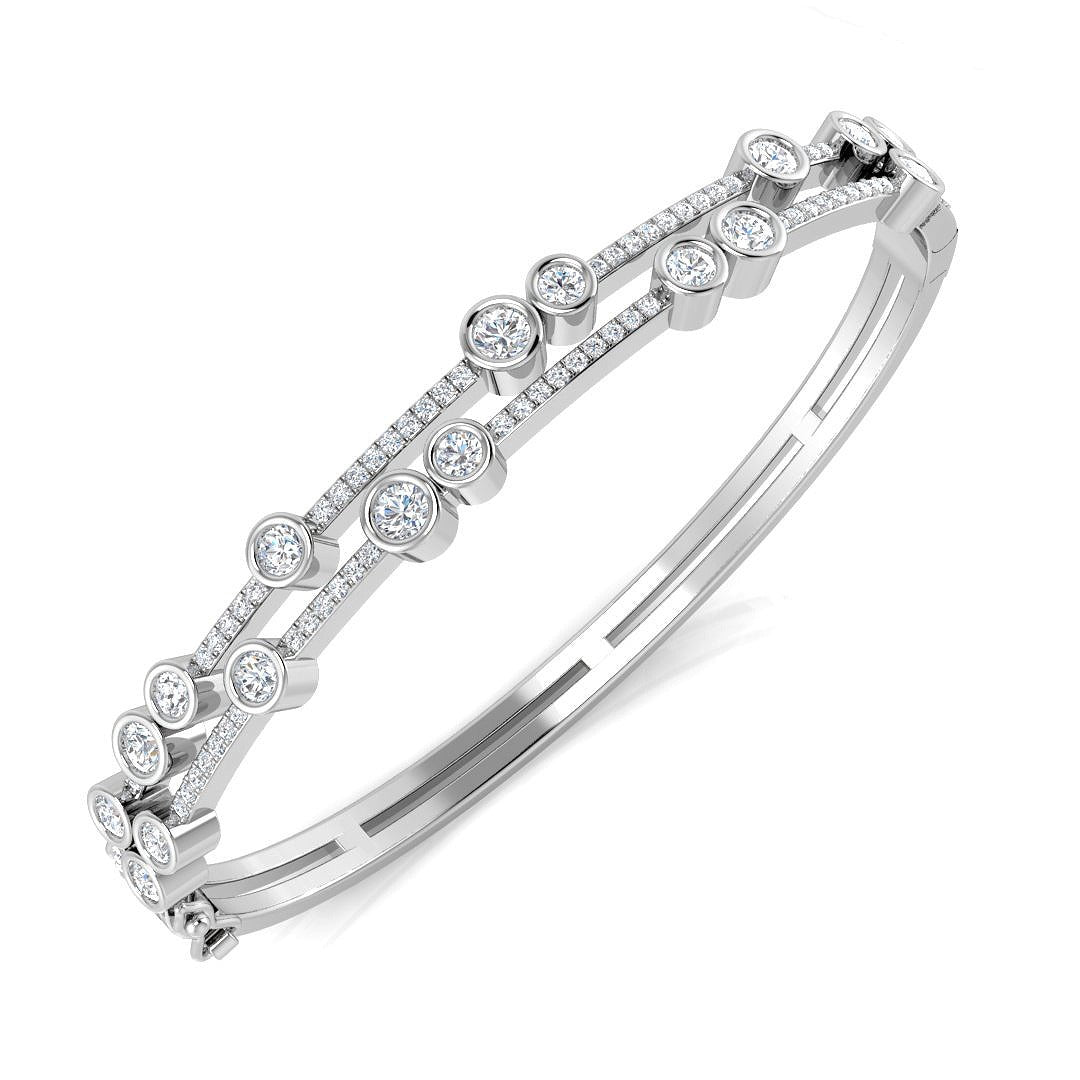 Clover Diamant-Kettenarmband mit Lünetten- und Pavé-Fassung aus Naturdiamanten in Platin