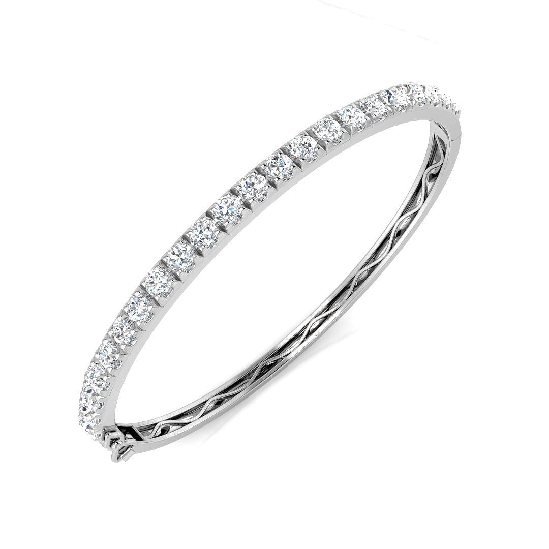 Lab Grown Diamond Bangle, White Gold Diamond Bangle, Half Eternity Diamond Bangle