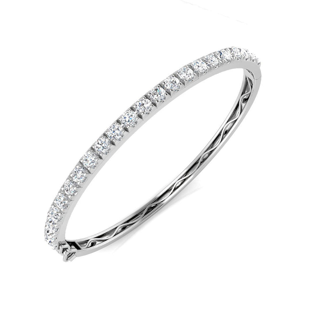 Lab Grown Diamond Bangle, White Gold Diamond Bangle, Half Eternity Diamond Bangle