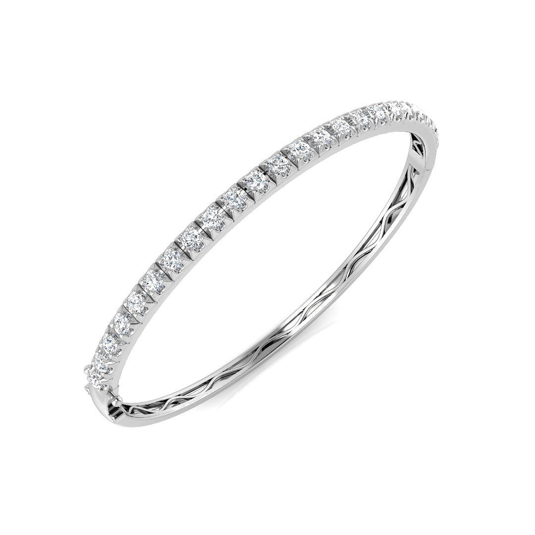 Lab Grown Diamond Bangle, White Gold Diamond Bangle, Half Eternity Diamond Bangle
