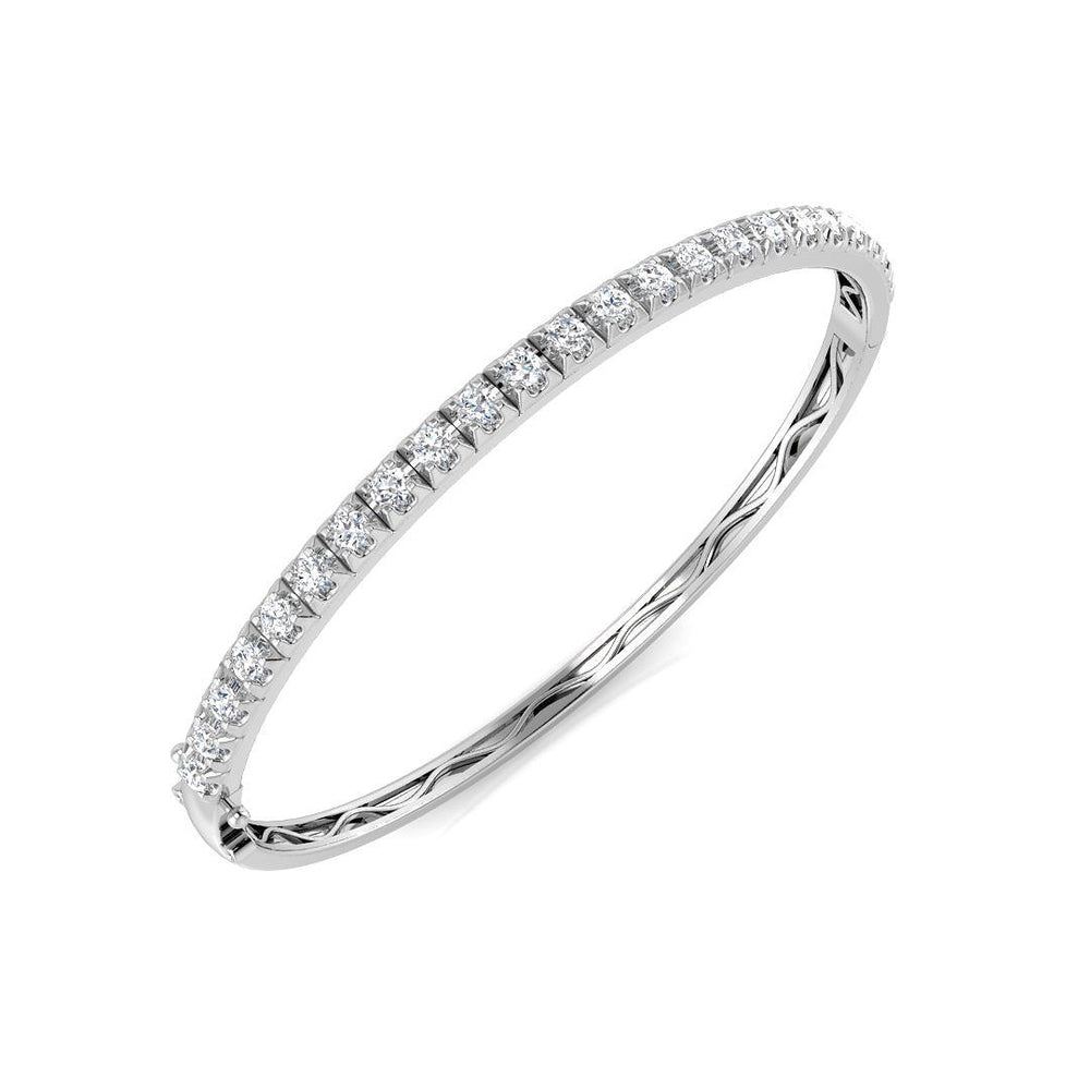 Lab Grown Diamond Bangle, White Gold Diamond Bangle, Half Eternity Diamond Bangle