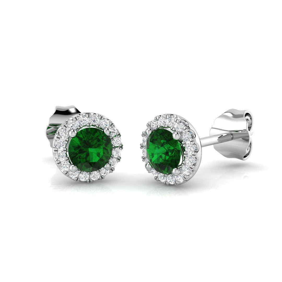 0.68ct Natural Diamond Round Cut Stud Earrings in 9K White Gold