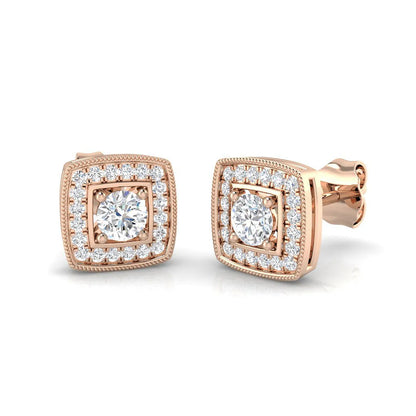 0.30 Ct DE/VVS Lab Grown Round Cut Diamond Halo Earring in 18K White Gold