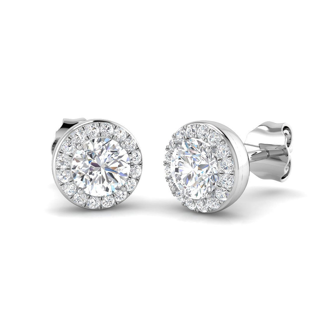9ct White Gold 1.21ct Lab Grown Diamond Halo Earrings