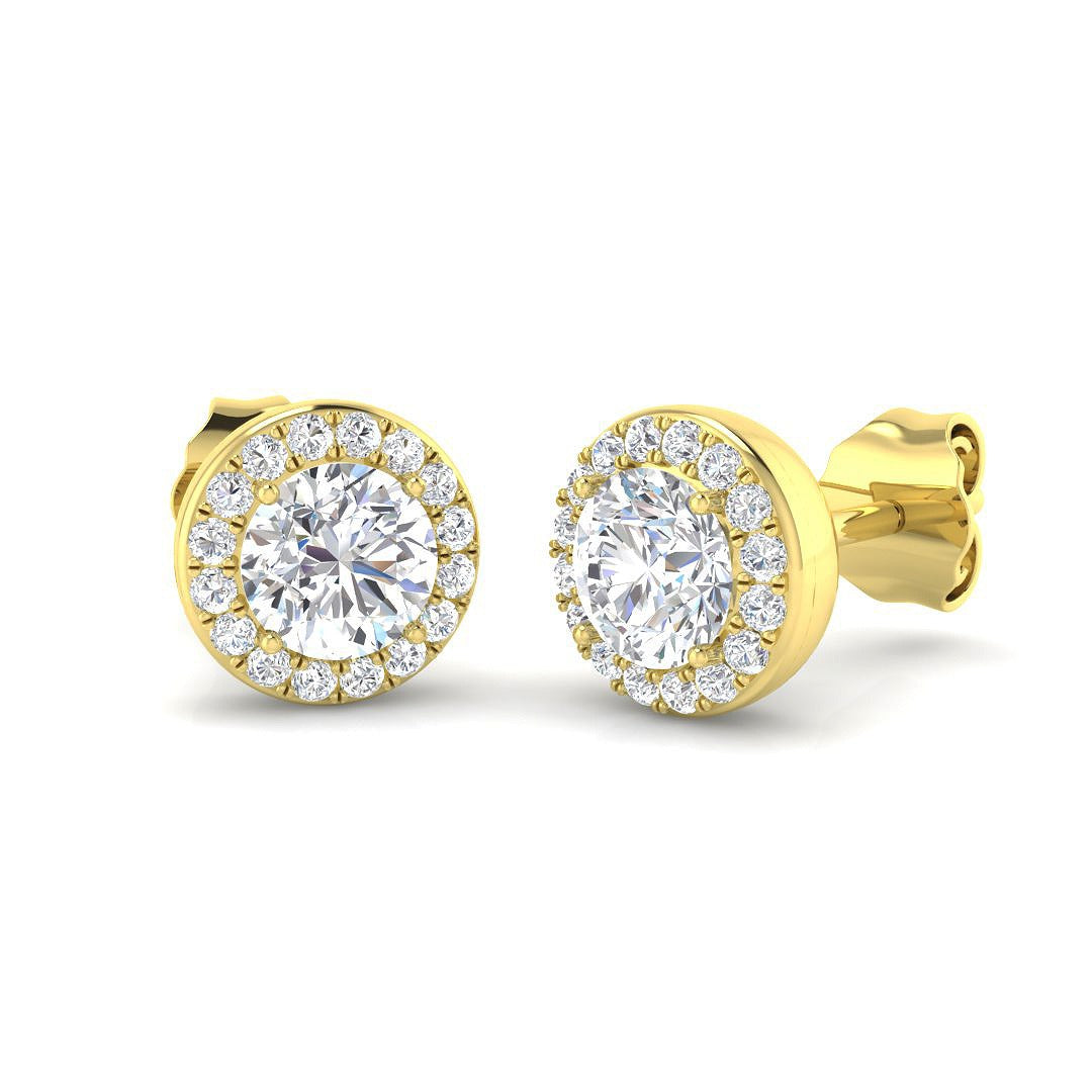 9kt Yellow Gold 1.21ct Lab Grown Diamond Halo Earrings