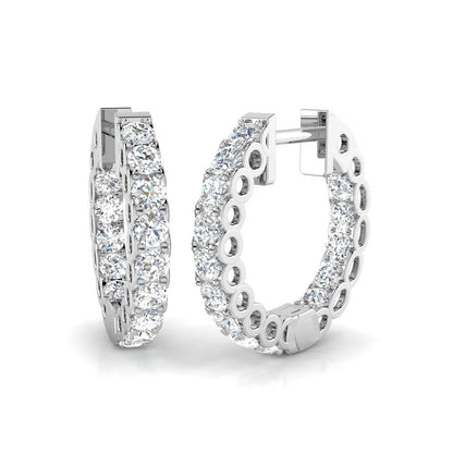 1.50 Carat Lab Grown Diamond Hoop Earring in 9K White Gold