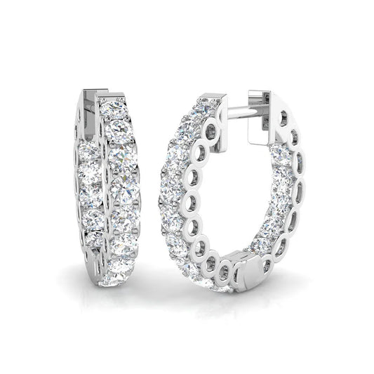 1.50 Carat Lab Grown Diamond Hoop Earring in 9K White Gold