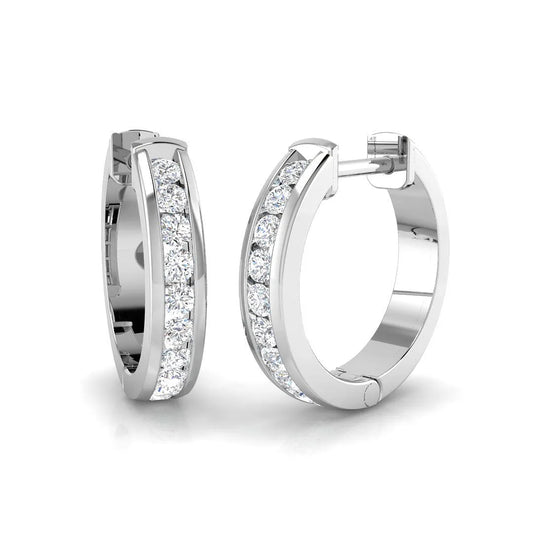 0.35 Carat Natural/Lab-Grown Round Cut Diamond Hoop Earring in Gold - UK Made
