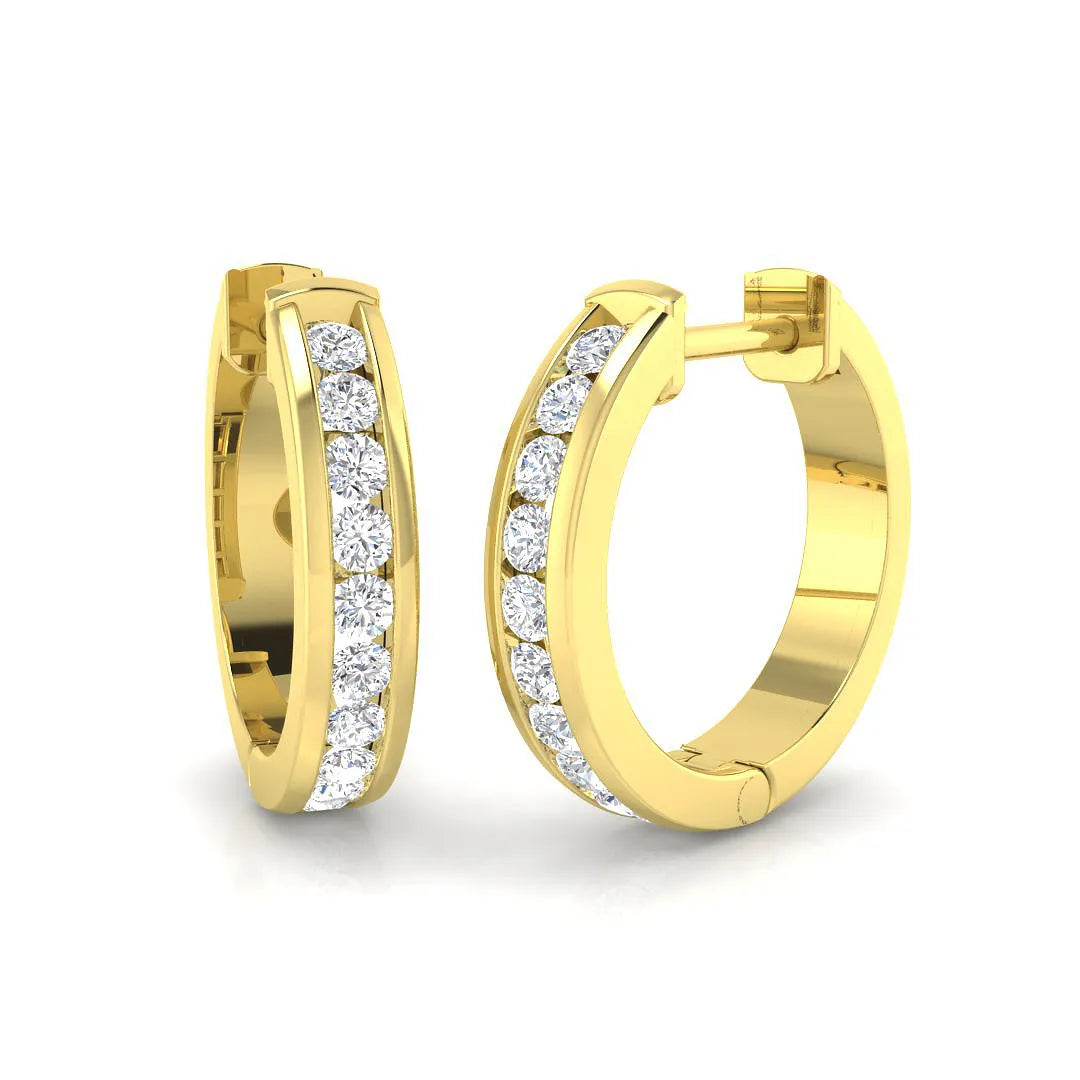 0.35 Carat Natural/Lab-Grown Round Cut Diamond Hoop Earring in Gold - UK Made