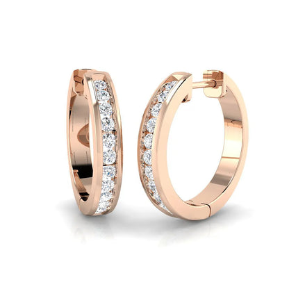 0.50–1.00 Ct Natural & Lab-Grown Round Diamond Hoops | Channel Set | 9K/18K Gold, Platinum