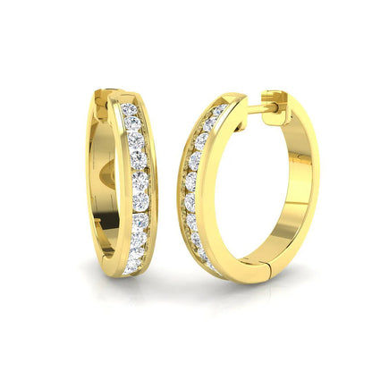 0.50–1.00 Ct Natural & Lab-Grown Round Diamond Hoops | Channel Set | 9K/18K Gold, Platinum