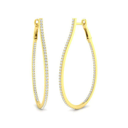 0.75Ct Round Cut Diamond Hoop Earrings | Pavé Setting | 9K/18K Gold, Platinum