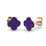 Rose Gold Amethyst Clover Stud Earrings