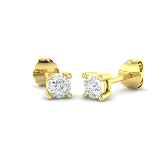 Stud Earrings with Round Cut Diamond Solitaire | Gold