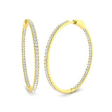 Natural/Lab-Grown Round Cut Diamond Hoop Earring in Gold - UK Made