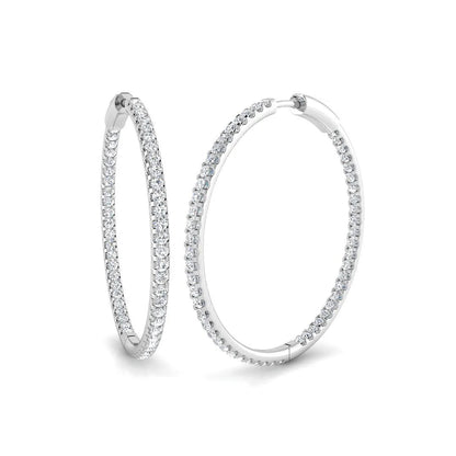 2.25 Carat Natural/Lab-Grown Round Cut Diamond Hoop Earring in Gold - UK Made