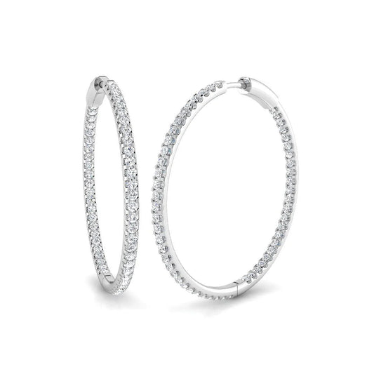 2.25 Carat Natural/Lab-Grown Round Cut Diamond Hoop Earring in Gold - UK Made