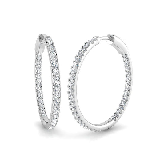 Natural/Lab-Grown Round Cut Diamond Hoop Earring in Gold - UK Hallmarked