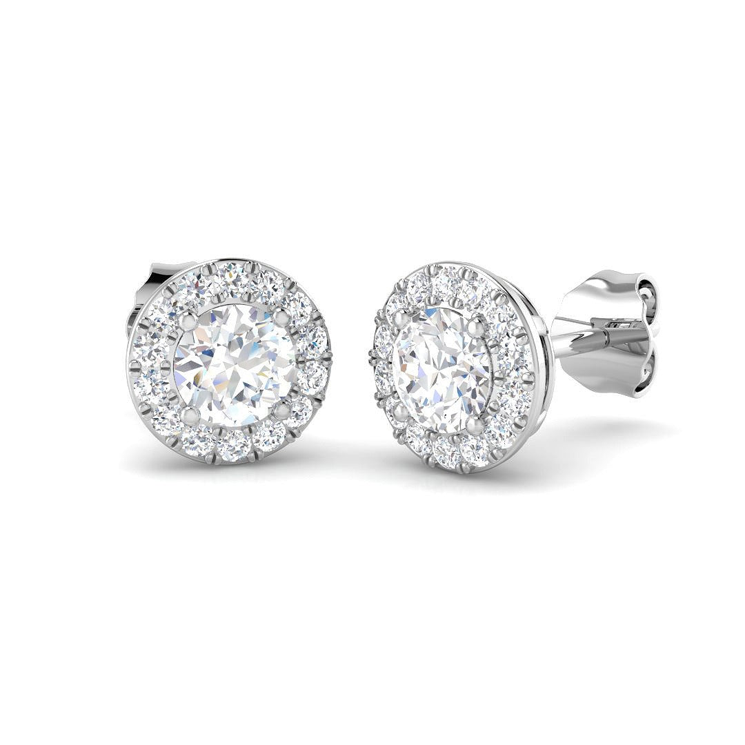 9ct White Gold 1.22ct Lab Grown Diamond Halo Earrings