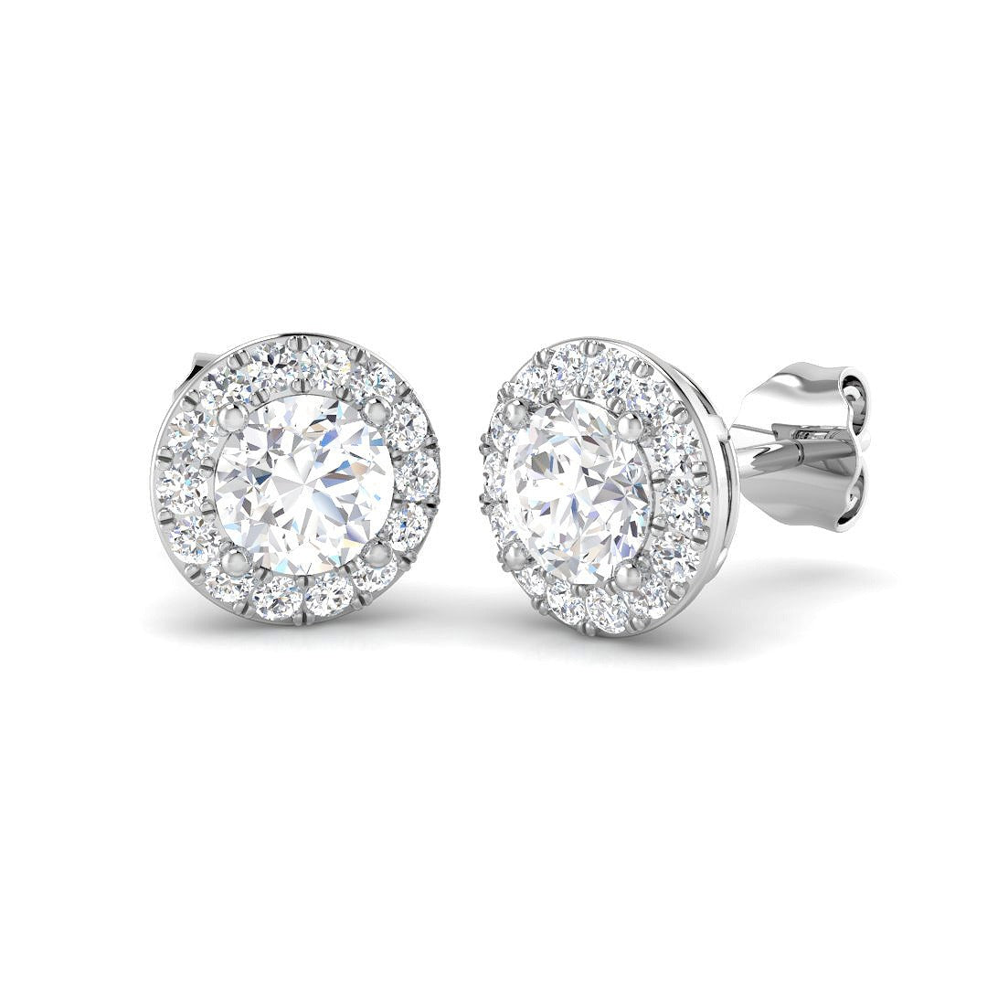 9ct White Gold 1.38ct Lab Grown Diamond Halo Earrings