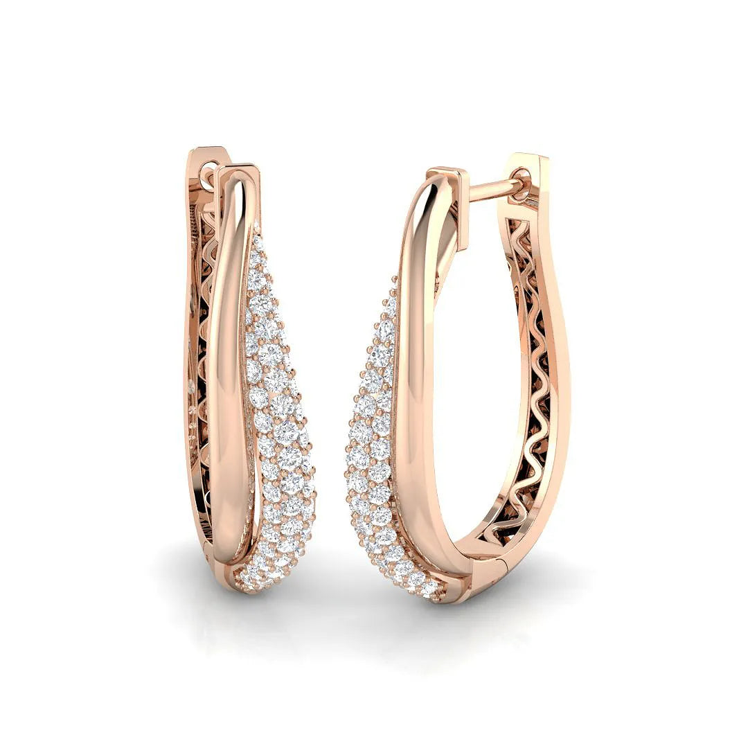 1.00 Carat Natural & Lab-Grown Round Cut Diamond Hoop Earrings | Pavé Setting
