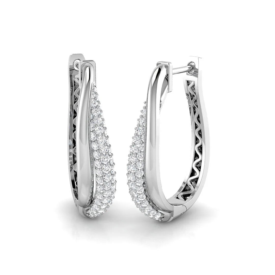 1.00 Carat Natural & Lab-Grown Round Cut Diamond Hoop Earrings | Pavé Setting