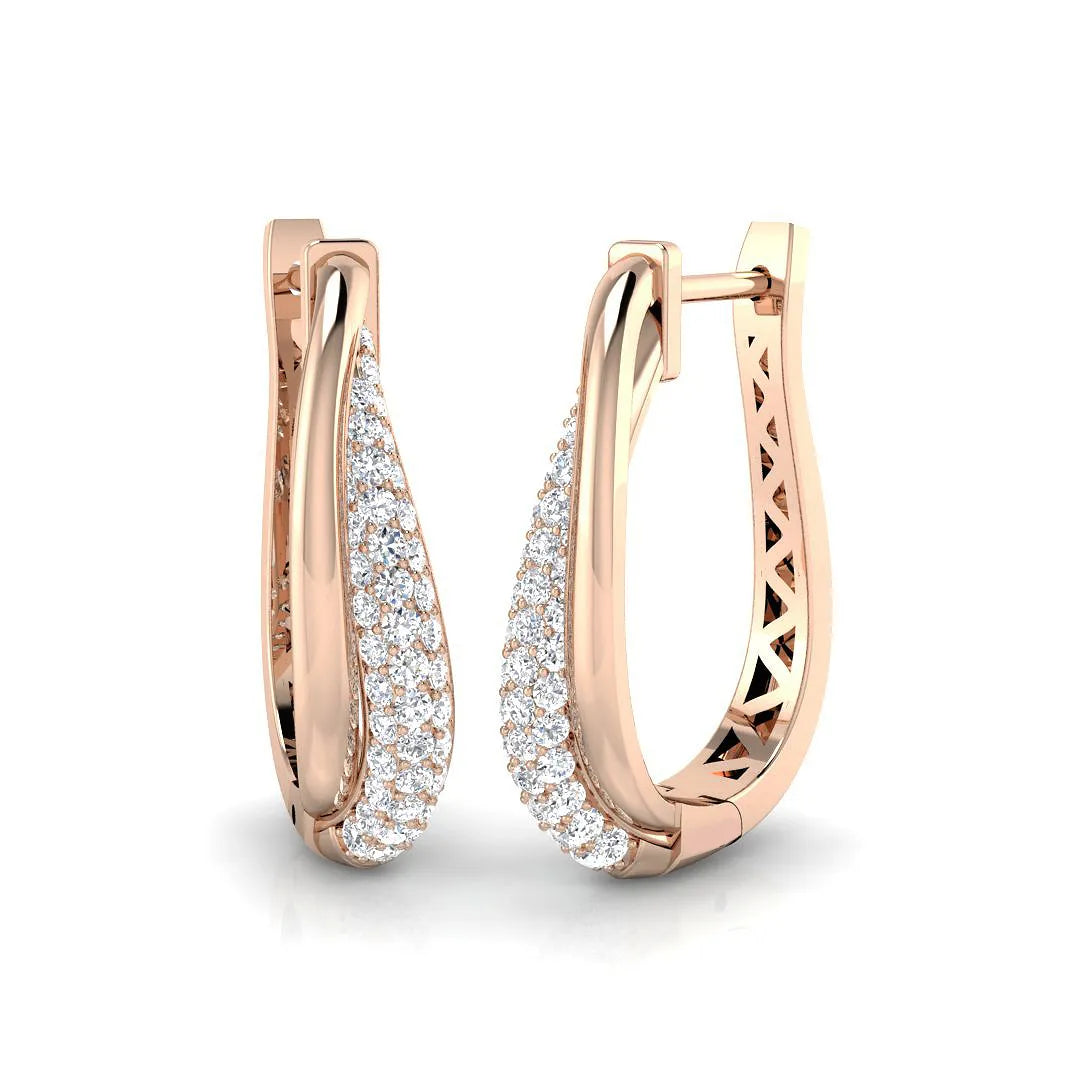 0.75 Carat Natural & Lab-Grown Round Cut Diamond Hoop Earrings | Pavé Setting