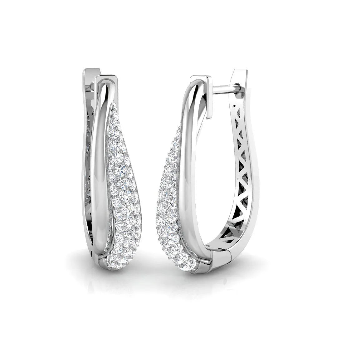 0.75 Carat Natural & Lab-Grown Round Cut Diamond Hoop Earrings | Pavé Setting