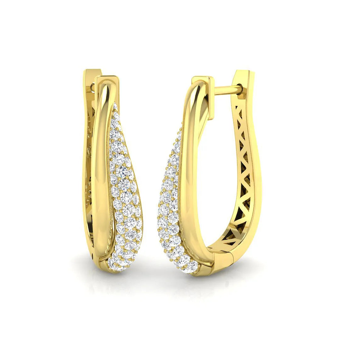 0.75 Carat Natural & Lab-Grown Round Cut Diamond Hoop Earrings | Pavé Setting