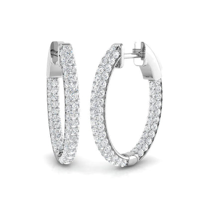 1.80 Ct Natural & Lab-Grown Round Cut Diamond Hoop Earrings | Pavé Setting | 9K/18K Gold, Platinum