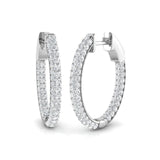 1.75 Ct Natural & Lab-Grown Round Cut Diamond Hoop Earrings | Pavé Setting | 9K/18K Gold, Platinum