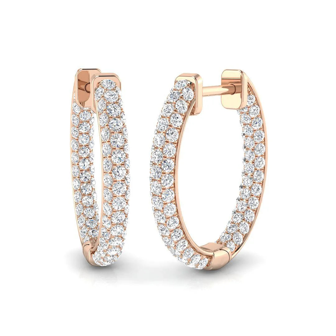 0.80 Ct Natural & Lab-Grown Round Diamond Hoop Earrings | Pavé Setting | 9K/18K Gold, Platinum
