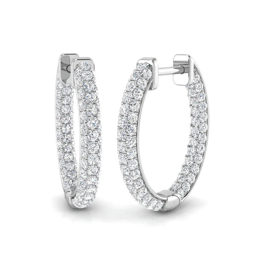 0.80 Ct Natural & Lab-Grown Round Diamond Hoop Earrings | Pavé Setting | 9K/18K Gold, Platinum