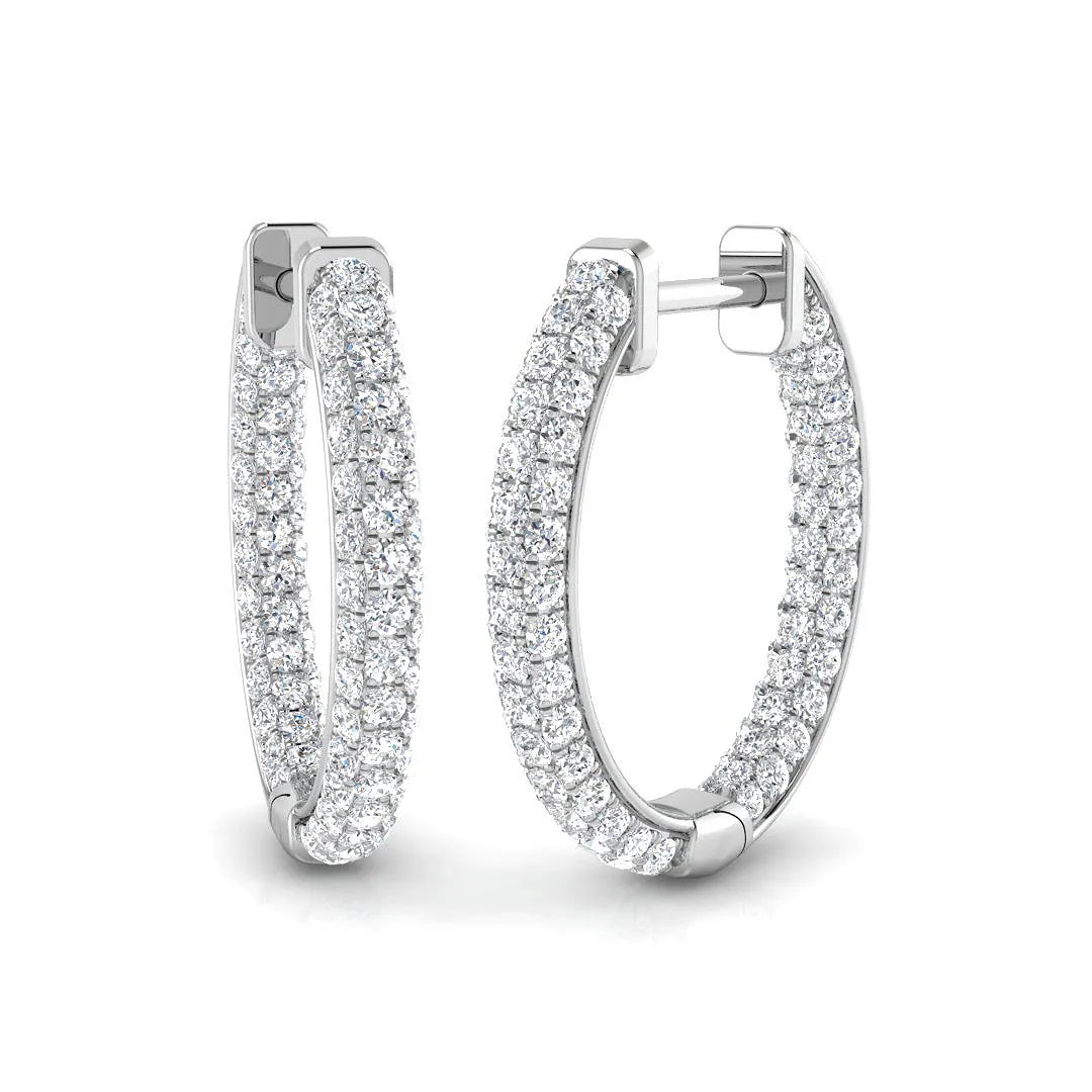 0.80 Ct Natural & Lab-Grown Round Diamond Hoop Earrings | Pavé Setting | 9K/18K Gold, Platinum
