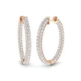 Boucles d'oreilles créoles en or serties de diamants ronds naturels/de synthèse de 2,50 carats - Fabrication britannique