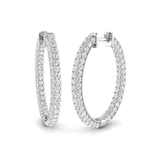 Hoop Earrings - 2.50ct Round Diamond Gold