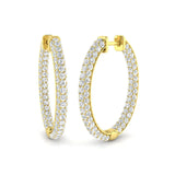 Boucles d'oreilles créoles en or serties de diamants ronds naturels/de synthèse de 2,50 carats - Fabrication britannique