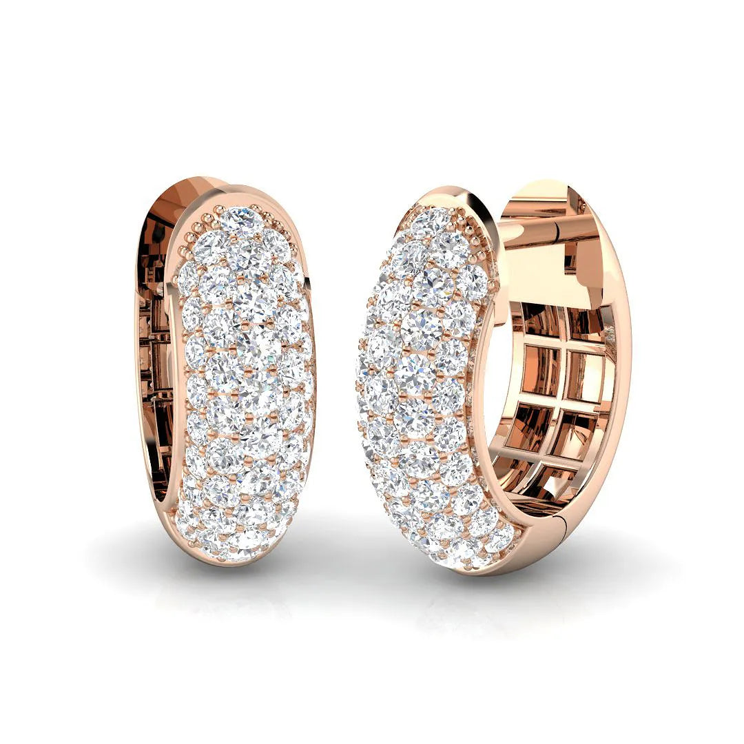 Boucles d'oreilles créoles en or serties de diamants ronds naturels ou de synthèse - Fabrication britannique