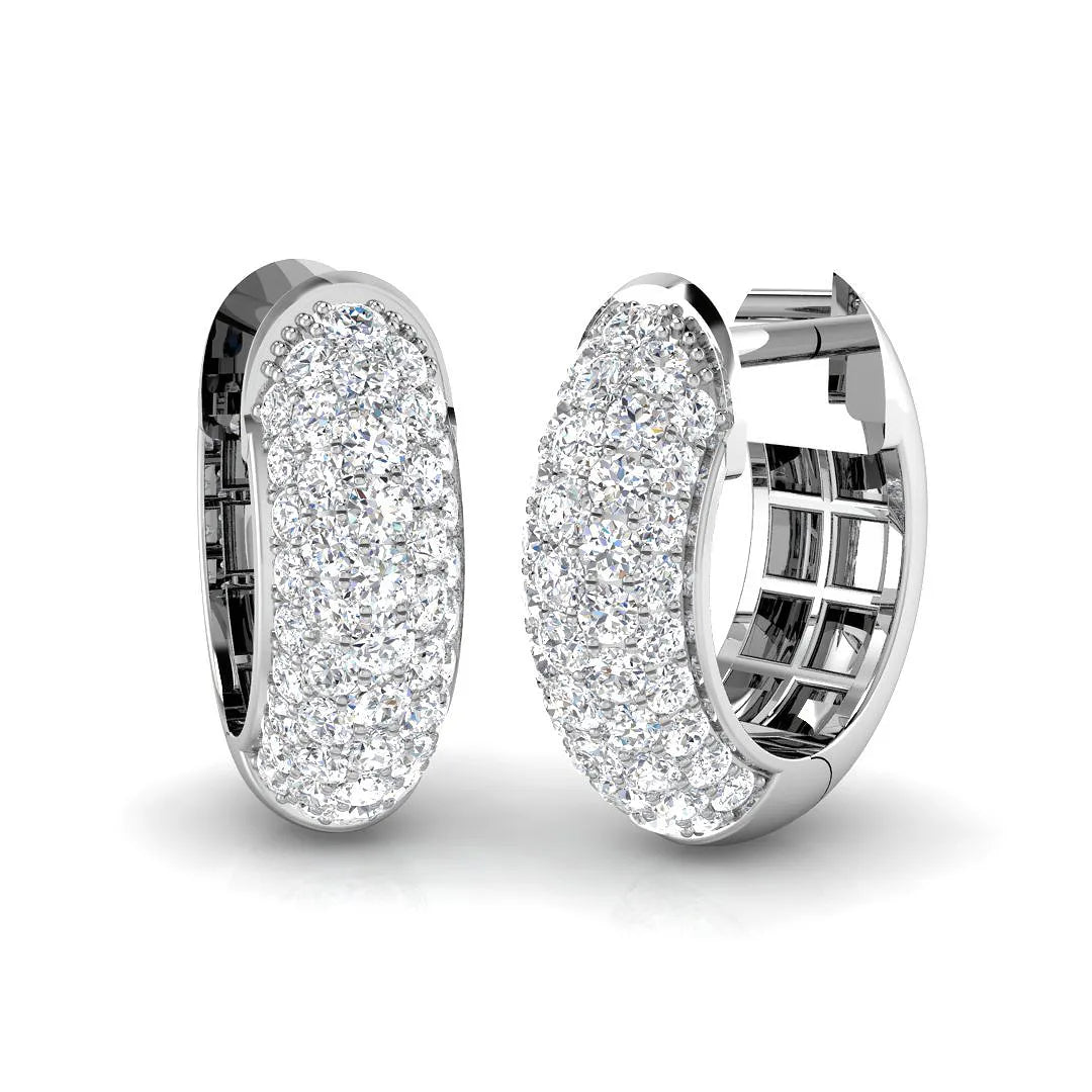 Boucles d'oreilles créoles en or serties de diamants ronds naturels ou de synthèse - Fabrication britannique