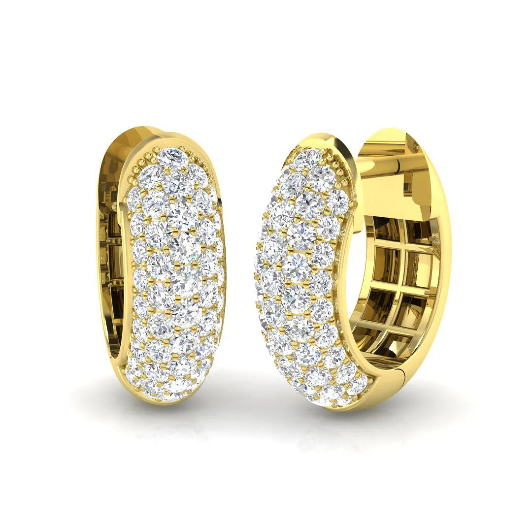 Natural/Lab Grown Round Cut Diamond Hoop Earring in Gold - UK Made