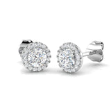Lab Grown Round Cut Diamond Halo Earrings | 0.25Ct to 2.50Ct