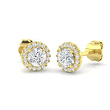 Lab Grown Round Cut Diamond Halo Earrings | 0.25Ct to 2.50Ct