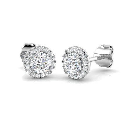 0.25-2.50 Ct Lab Grown Round Cut Diamond Halo Earrings | DE/VVS