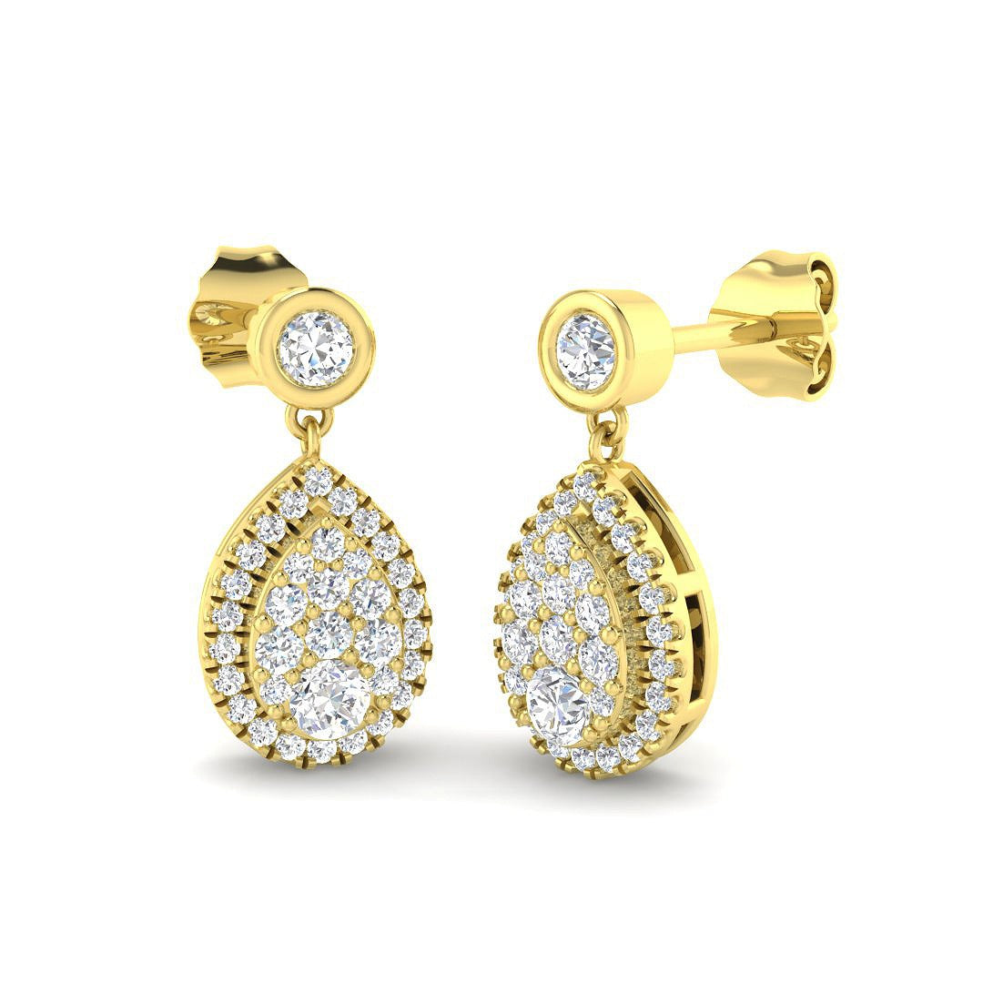 "Corey Gold Diamond Drop & Trilogy Earrings - Exquisite Luxury Jewel"