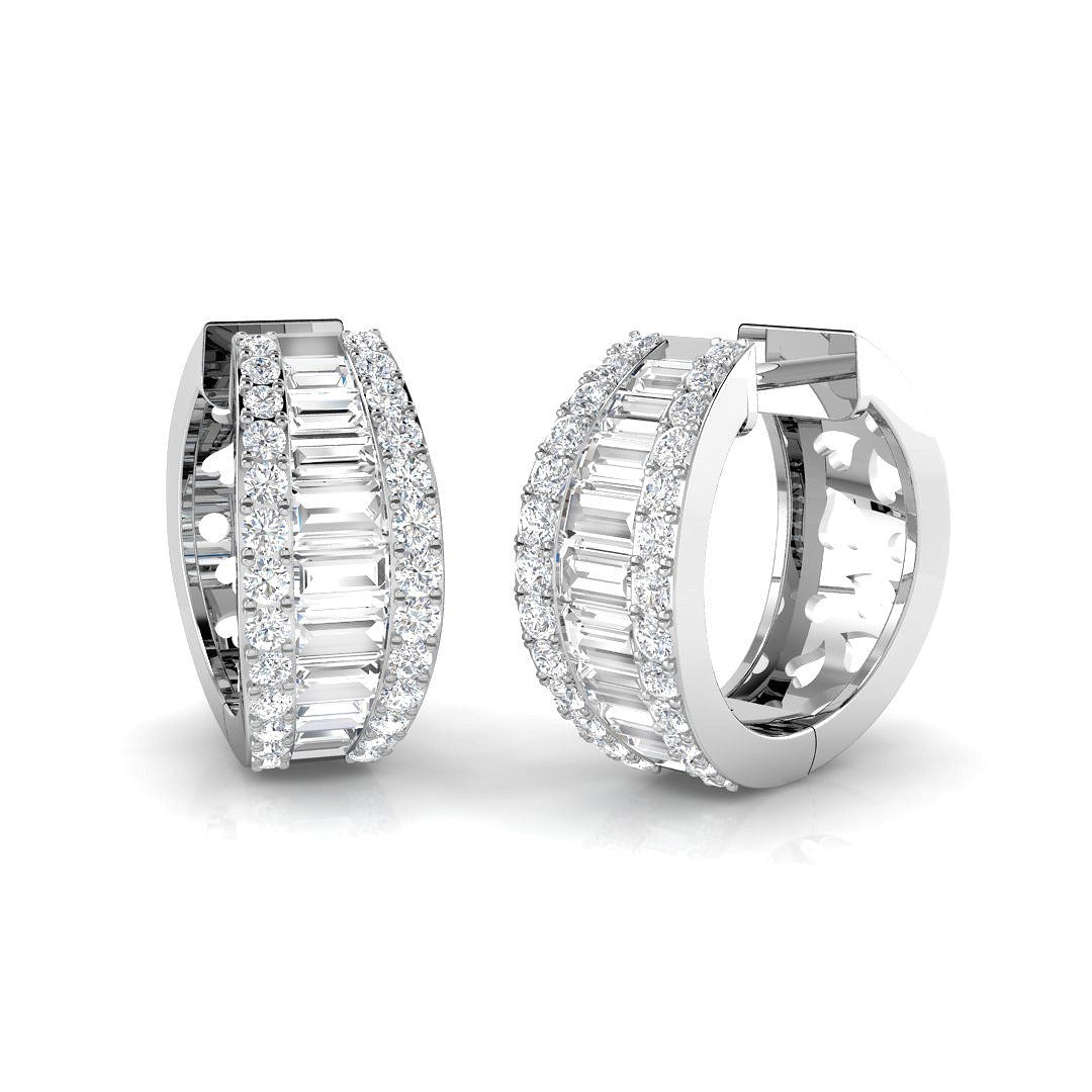 Hoop Earrings with Triple Row Mixed Diamonds | 1.5ct-2.5ct